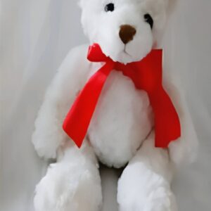 oso blanco con lazo rojo